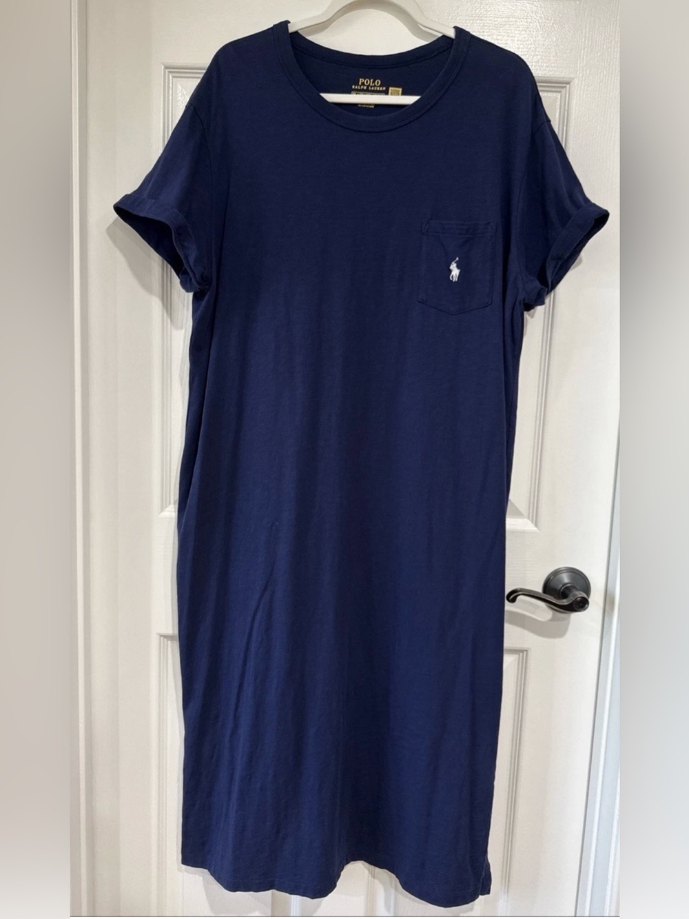 Polo Ralph Lauren Women's XXL Cotton T-Shirt Midi Dress Navy Pony Logo